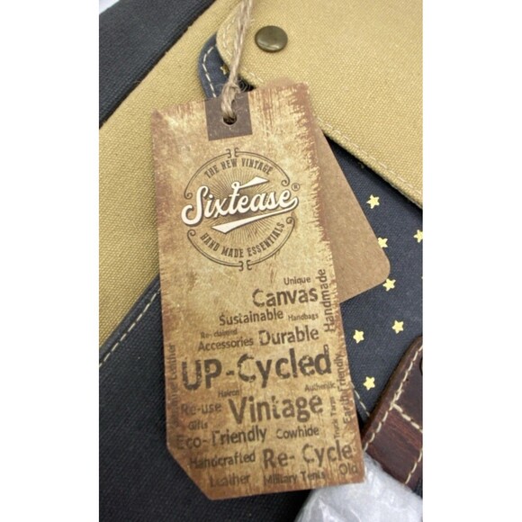 Sixtease Western Carina Shoulder Satchel Purse Leather Canvas Stars Western NWT - Picture 4 of 16